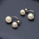 Natural Pearl Stud Earrings for Women Jewelry S925 Sterling Silver Genuine White Black Double Pearl Earrings Party