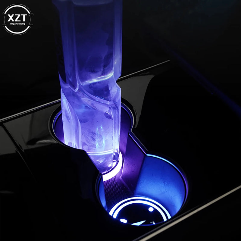 Car LED Cup Holder Light Mats Car Coasters Bottle Atmosphere Light Constellation Backlight Lamp LED Cup 7 Colors Holder Pads