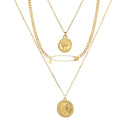 IPARAM Bohemian Jesus Pendant Crystal Chain Necklace Women's Retro Multilayer Coin Geometric Chain Choker Necklace Jewelry Gift