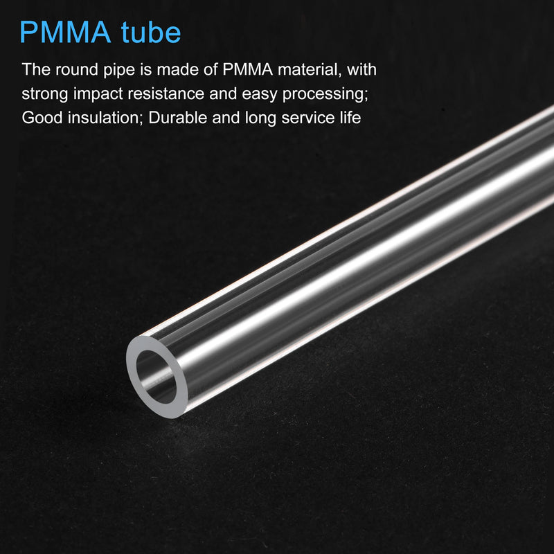 Uxcell 2pcs OD 8-35mm Transparent Acrylic Tube Rigid Round Tubing 305mm Length PMMA Organic Glass Tube Plastic Pipe Fittings