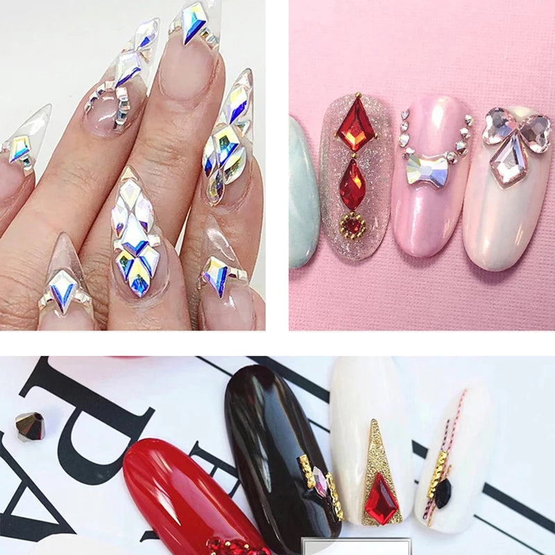 Small Arrow Shape Nail Art Rhinestone Jewelry Strass All Sizes Flatback Colorful Crystal Stones for 3D Nail Charms Accessories