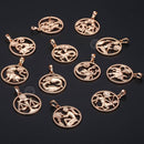 Zodiac Sign 12 Constellation Pendant Necklace 585 Rose Gold Color Horoscope Necklace Mens Chain Gift Fashion Jewelry GPM21