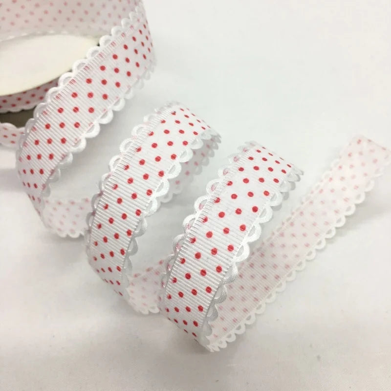 2cm 5Yards Dots Printed Embossed Ribbon For Handwork DIY Craft Bows Scrapbook Easter Wedding Christmas Deco Gift Floral Packing