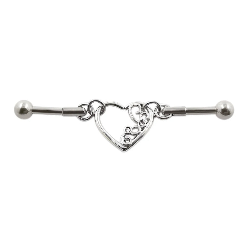 JHJT 14G Heart Industrial Piercing Surgical Steel Industrial Barbell Handcuffs Cat Star Cartilage Earring Body Jewelry