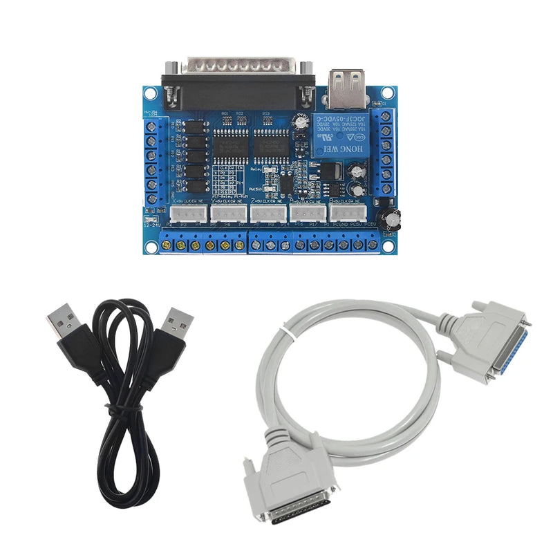 5 Axis CNC MACH3 Breakout Board With USB DB25 Cable With Optical Coupler For Nema17 Nema23 Stepper Motor Driver Controller