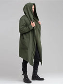 Winter Clothing Men's Hooded Cardigan Long Trench Coat Streetwear Solid Color Thickened Windbreaker Hoodie Jackets S-3XL New