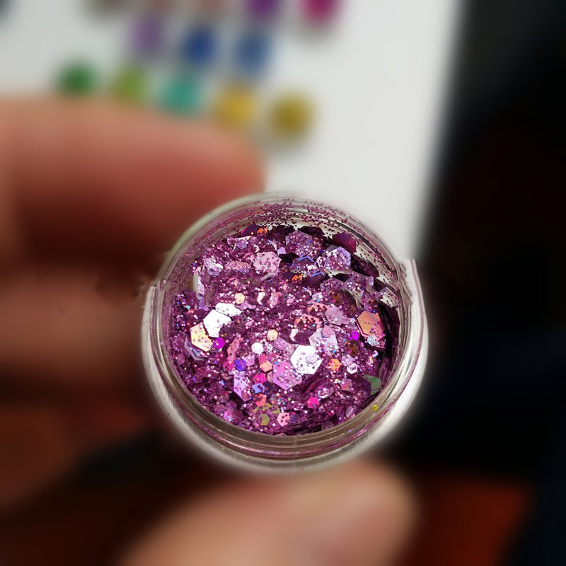 Holographic Chunky Glitter Total 60-140g Face Body Eye Nail Festival Chunky Holographic Glitter 6/8/24 Jars Mix Loose Glitter M9