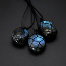 LOOKER Labradorite Necklace Natural Stone Pendant Wrap Braid Necklace Yoga Macrame Necklace for Men Women Energy Necklace