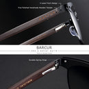 BARCUR Cat Eye Wood Sunglasses Polarized Stainless Steel Frame wooden Sun Glasses for Men Women Oculos lunette de soleil femme