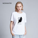 MOINWATER Neue Damen Freizeit Sommer T-Shirts Mode Lady 100% Baumwolle Weiße T-Shirts Kurzarm Schwarze T-Shirt Tops für Damen MT1904