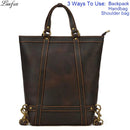 Luufan Crazy Horse Genuine Leather Men's Backpack 2 Use Multifunction Rucksack Big Capacity Daypack Men School Bags Travel Bags