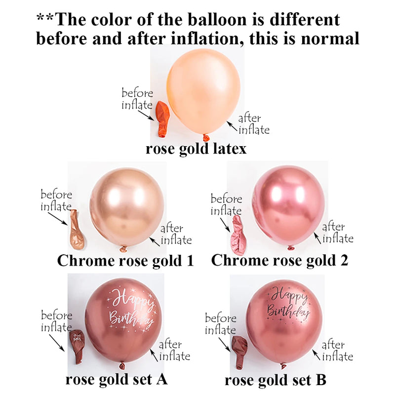 20Pcs 12Inch Rose Gold Metal Chrome Latex Balloons Mix Confetti Globos Helium Birthday Party Decorations Wedding Valentines Gift