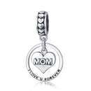 Mom Love Pendant BISAER 925 Sterling Silver Oxidized Maternal Love Mom Mother Beads Charms For Women Silver 925 Jewelry ECC1460