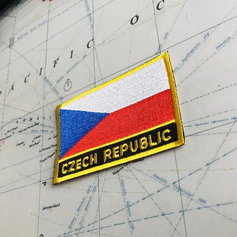 CZECH REPUBLIC National Flag Badges Armband Embroidery Patches Shield And Square Shape   Lapel Pin One Set Cloth Accessories