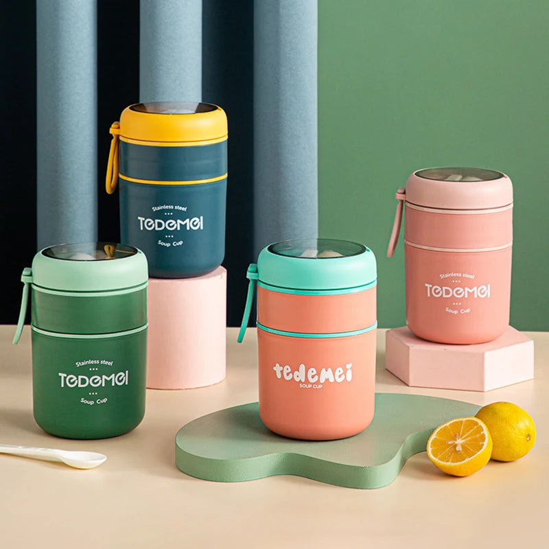 710ML Stainless Steel Lunch Box Drinking Cup With Spoon Food Thermal Jar Insulated Soup Thermos Containers Thermische lunchbox