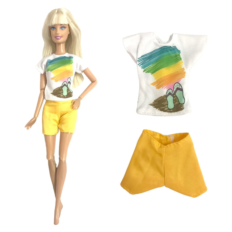 NK NEW Style Doll Summer Clothes Casual Wear Fashion Pattern Shirt Cute Pants Shorts For Barbie Doll Baby Toys Accessories JJ