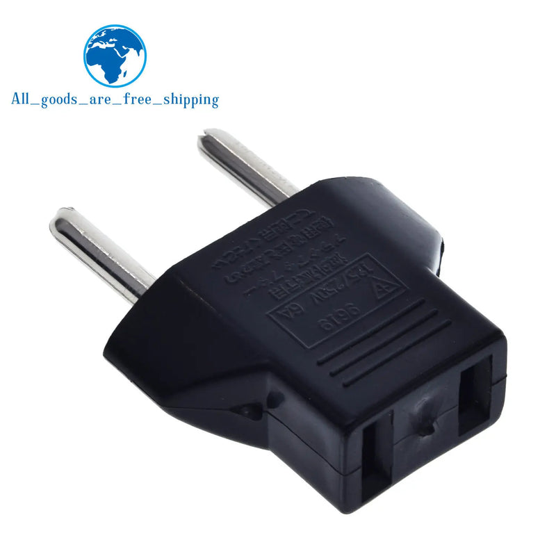 TZT Universal US To EU Plug USA To Euro Europe Travel Wall AC Power Charger Outlet Adapter Converter 2 Round Socket Input Pin