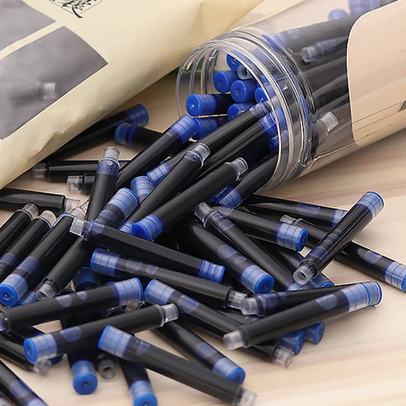 50pcs Disposable Dia 3.4mm Fountain Pen Ink Cartridge Refills Bottle/Bag Set Blue/Black/Red School Office Stationery Supplies