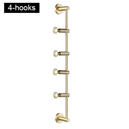DOOKOLE Solid Brass Coat Rack Free Adjustment, Wall Mount Coat Hooks with 3/4/5/6 Hooks for Hats, Scarves, Clothes Handbags