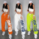 American retro letter print trousers women's 2021 new sports hip-hop trend casual pants dance jazz performance loose pants