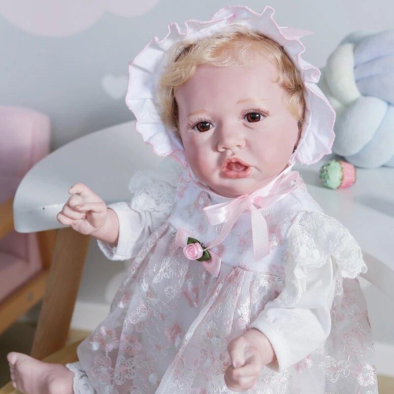 NPK 55CM reborn toddler baby popular reborn Saskia bebe doll  in Princess Dress handmade collectible art doll bath toy
