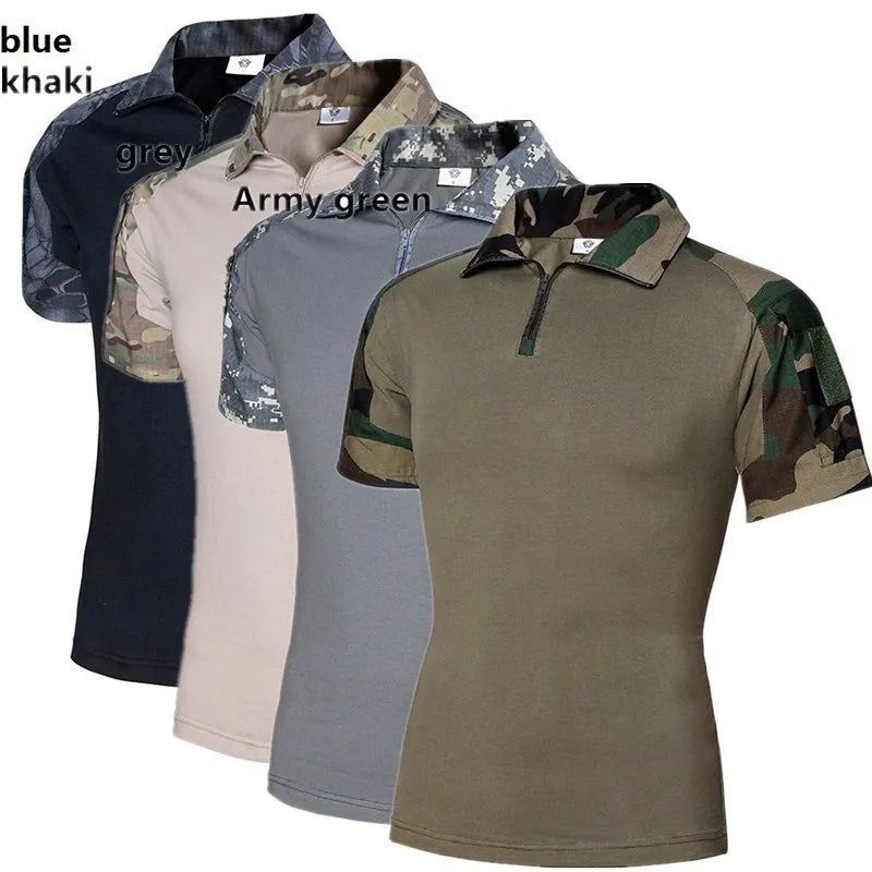 ZOGAA New 2019 Men Polo Tactical Polo Casual Solid Shirts for Men Short Sleeve Top Camouflage Men's Short Sleeve Polo Shirts Men