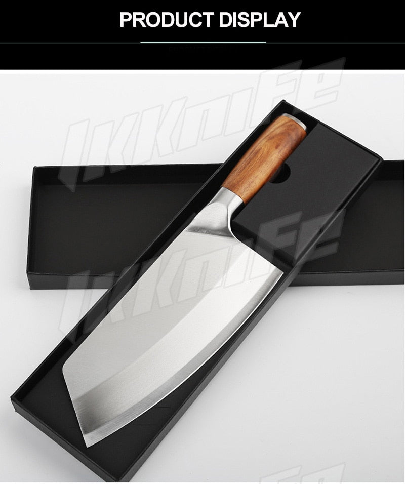 8 Inch Stainless Steel Chinese Chef Knife Meat Chopping Cleaver Kitchen Knife Vegetables Slicing Fish Fillet Knife Ultra Sharp