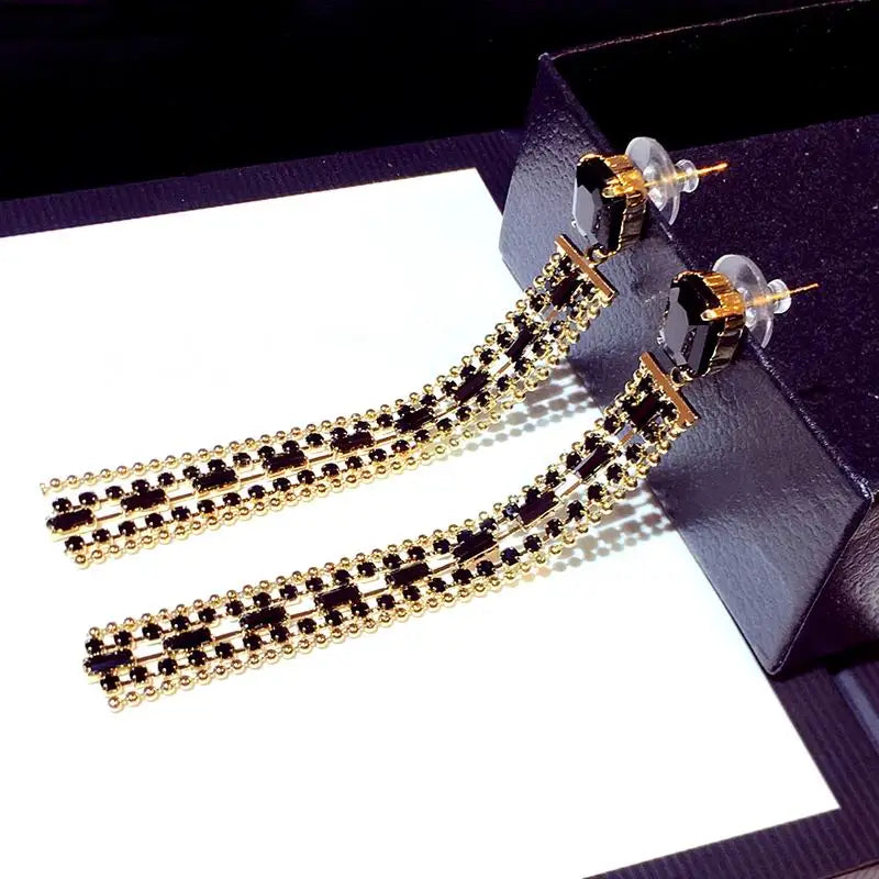 Delicate Black Tassel Long Earrings For Women Etrendy New Jewelry Delicate Drop Earrings Gifts