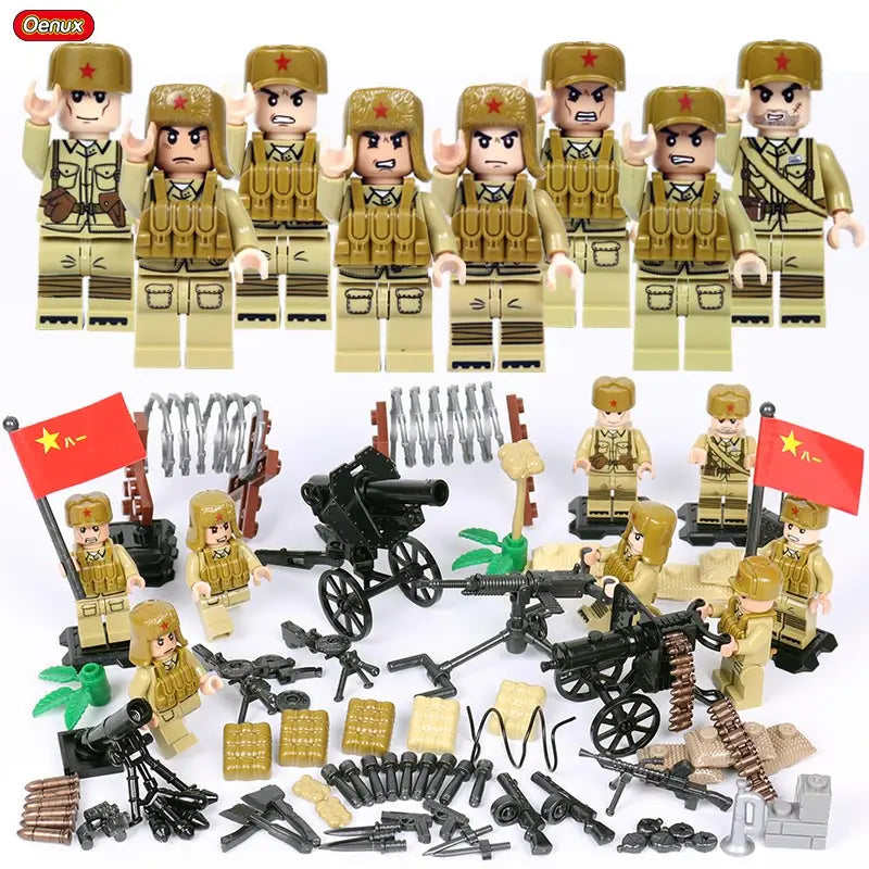 New WW2 Mini Soviet Russian Army Soldiers Figures Military Small Building Block The Battle Of Kursk Military Block Brick MOC Toy