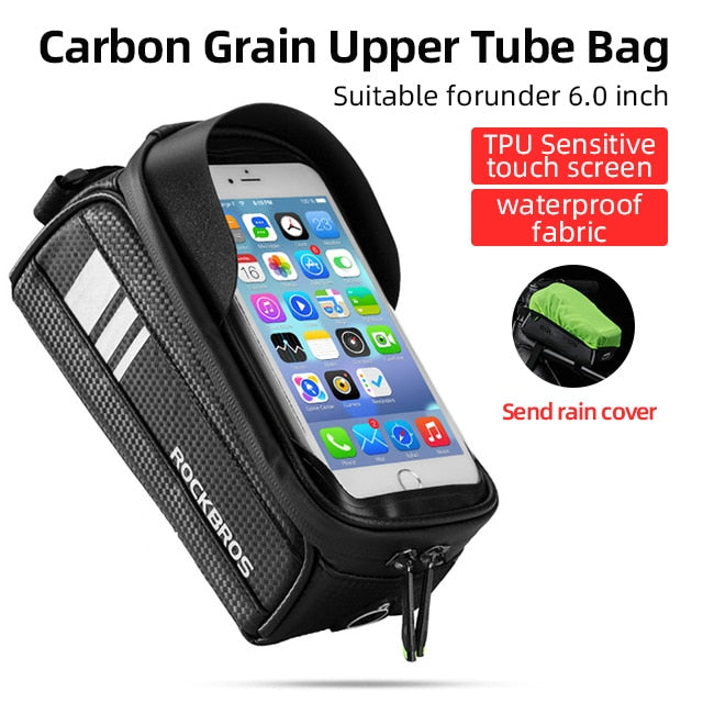 ROCKBROS Bike Bag Front Phone Bicycle Bag For Bicycle Tube Waterproof Touch Screen Saddle Package For 6.5Inch Bike Accessories
