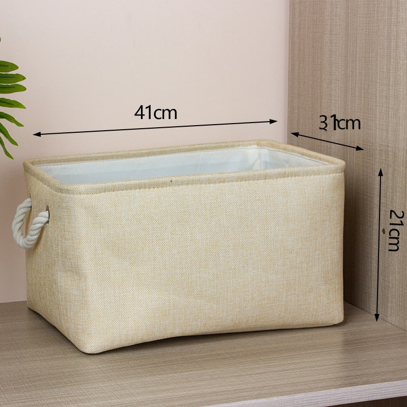 Cotton Linen Folding Storage Baskets Kids Toys Organizer Clothes and Sundries Storage Box Cabinet Storage Bag Laundry Basket