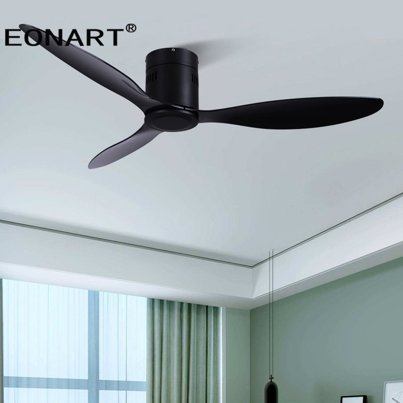 52 Inch Decorative DC Ceiling Fan With Remote Control Without Light Black ABS Ceiling Fans with light 220v Ventilador De Techo