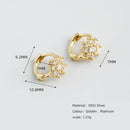 WANTME 925 Sterling Silver Luxury Zircon Romantic Flower Huggies Hoop Earring for Women Shiny Piercing Clips Loops Party Jewelry