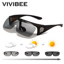 VIVIBEE Flip Up Polarized Fit Over Glasses Sunglasses Men Driving UV400 Photochromic Fishing Goggle for Mypoia Outdoor Women
