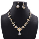 Luxus Kristall Perlen Blatt Brautschmuck Sets Strass Krone Tiaras Halskette Ohrringe Set für Braut Afrikanische Perlen Schmuck Sets