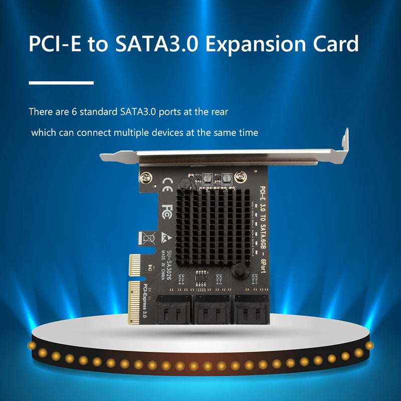 SATA PCIe Adapter 4 Ports /6 Port SATA III to PCI Express 3.0 X1 Controller Expansion Card compatible with PCI-E X4/X8/X16 6Gbps