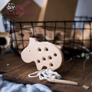 Holz-Kindergarten-Maus-Fädelbrett, Schnürung, Buche, Holz-Nähspielzeug, Dinosaurier-Knopf, Perlenblöcke für Jungen und Mädchen, Produkte