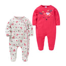 2pcs/lot baby rompers Baby Girl Clothes Full Sleeve 100%Cotton Cartoon Print Overalls Newborn Baby Footies Toddler Jumpsuit