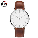Hannah Martin High Quality Rose Gold Dial Watch Men Leather Waterproof Wristwatch Women Dress Fashion Japan Quartz Movement Saat