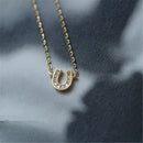 Halskette mit Anhänger in Hufeisenform aus 925er Sterlingsilber, 14K vergoldet, mit Pavé-Kristallen, U-Form, Damen Modeschmuck Accessoires