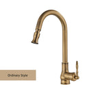 Antique Brass Kitchen Faucet Pull Out Kitchen Sink Faucet Single Handle Faucet 360 Rotate Kitchen Tap Hot Cold Water Mixer Crane