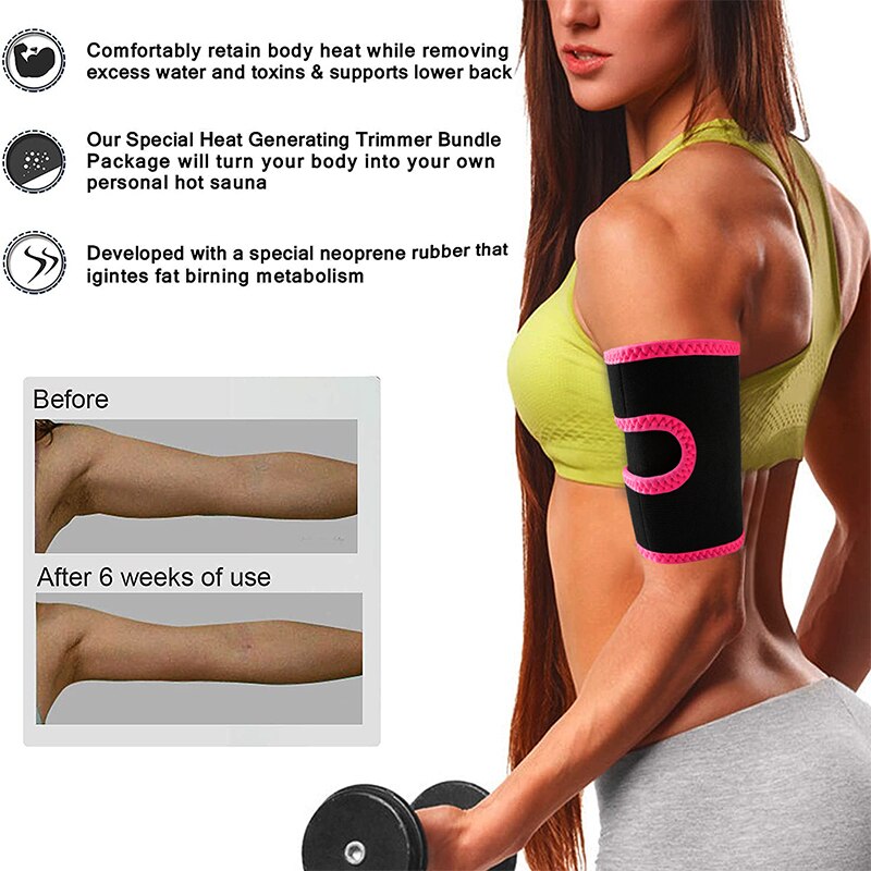 Arm Trimmers Sauna Sweat Band Women Sauna Effect Arm Slimmer Anti Cellulite Arm Shapers Weight Loss Workout Slimming Body Shaper