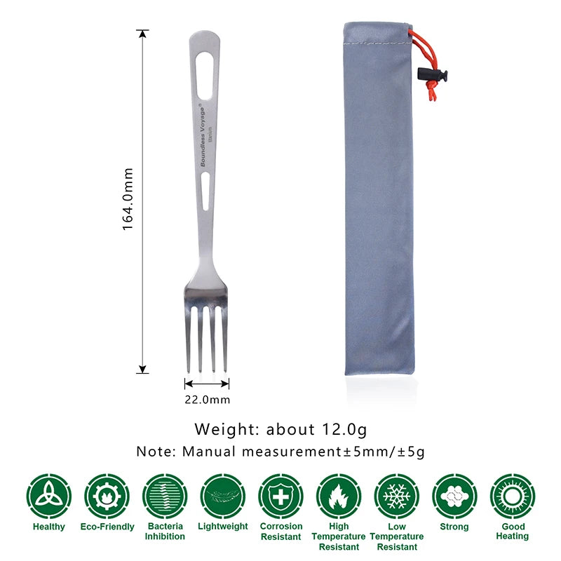 Boundless Voyage Titanium Tableware Travel Flatware Titanium Knife Fork Spoon Chopsticks Straw Outdoor Camping Picnic Cutlery