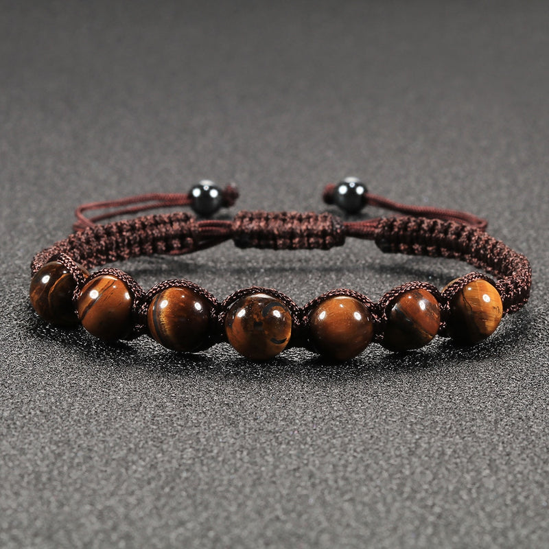 Tiger Eye Beaded Bracelets Bangles Men Braided Rope Healing Balance Yoga Charm Women Natural Stone Buddha Bracelet Adjustable