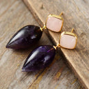 New Elegant Women Earrings Bold Fashion Stud Earring Amethyst Teengirls Luxury Jewelry Bijoux Wholesale