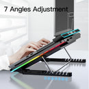 Coolcold RGB Licht Basis Kühler Notebook Sechs LED Lüfter 10-15.6 Zoll Gaming Laptop Kühler Kühlpad mit Telefonhalter