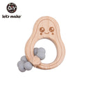 Let's Make Wooden Rattle Teether Baby Toys Engraved Wood Beads Hexagon Teether Silicone Beads 12Mm Tiny Rod Baby Crib Rattle