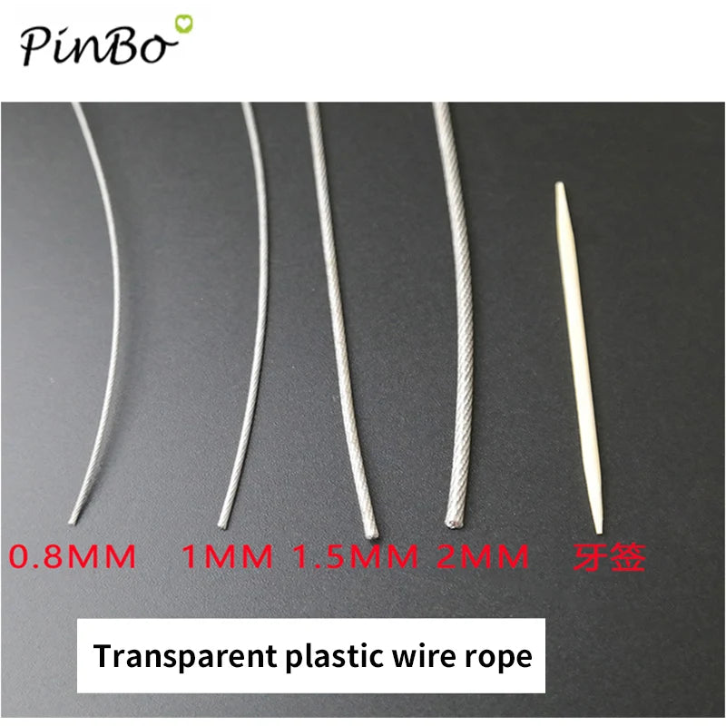5 Meter wire Rope PVC Transparent Coated Cable Stainless Steel rope Clothesline Diameter 0.8mm 1mm 1.5mm 2mm 3mm