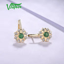 VISTOSO Gold Earrings For Women 14K 585 Yellow Gold Sparkling Emerald Luxury Diamond Wedding Anniversary Elegant Fine Jewelry