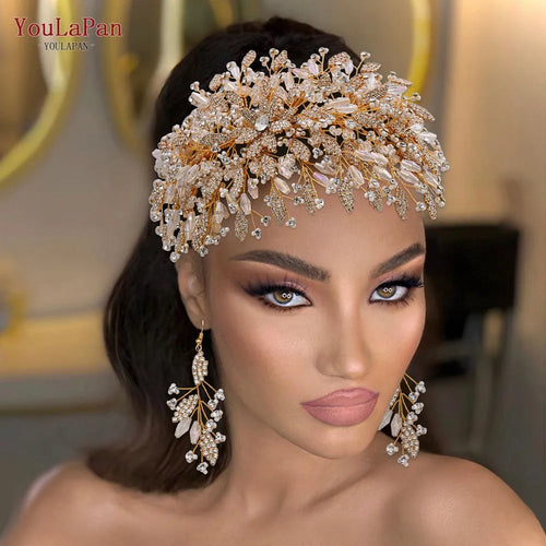 YouLaPan HP377 Ladies Wedding Crown Bridal Crowns for Brides Hair Accessories Metal Crystal Bridal Hair Band Wedding Tiara